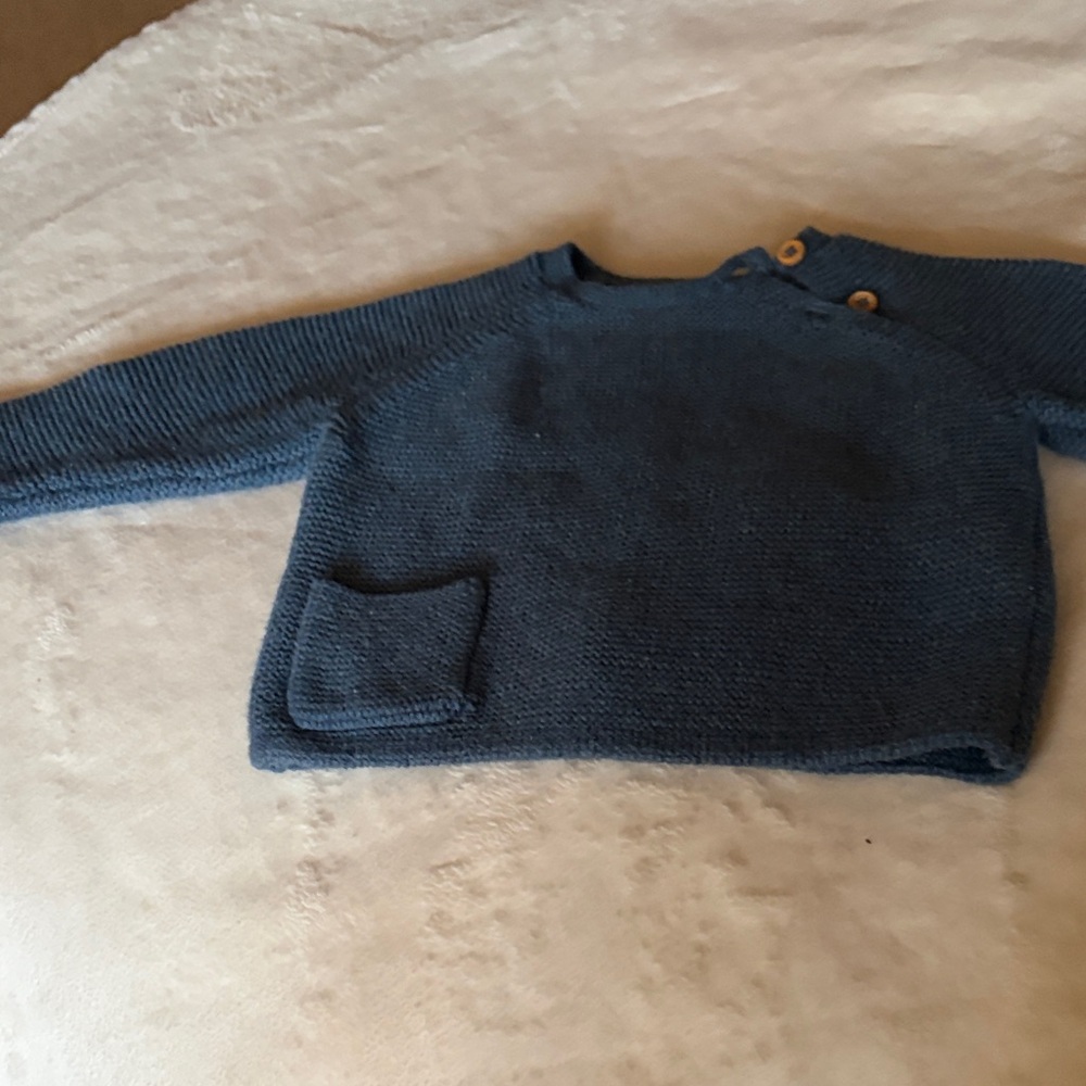 Zara Navy Blue Knit Baby One-Piece Sweater